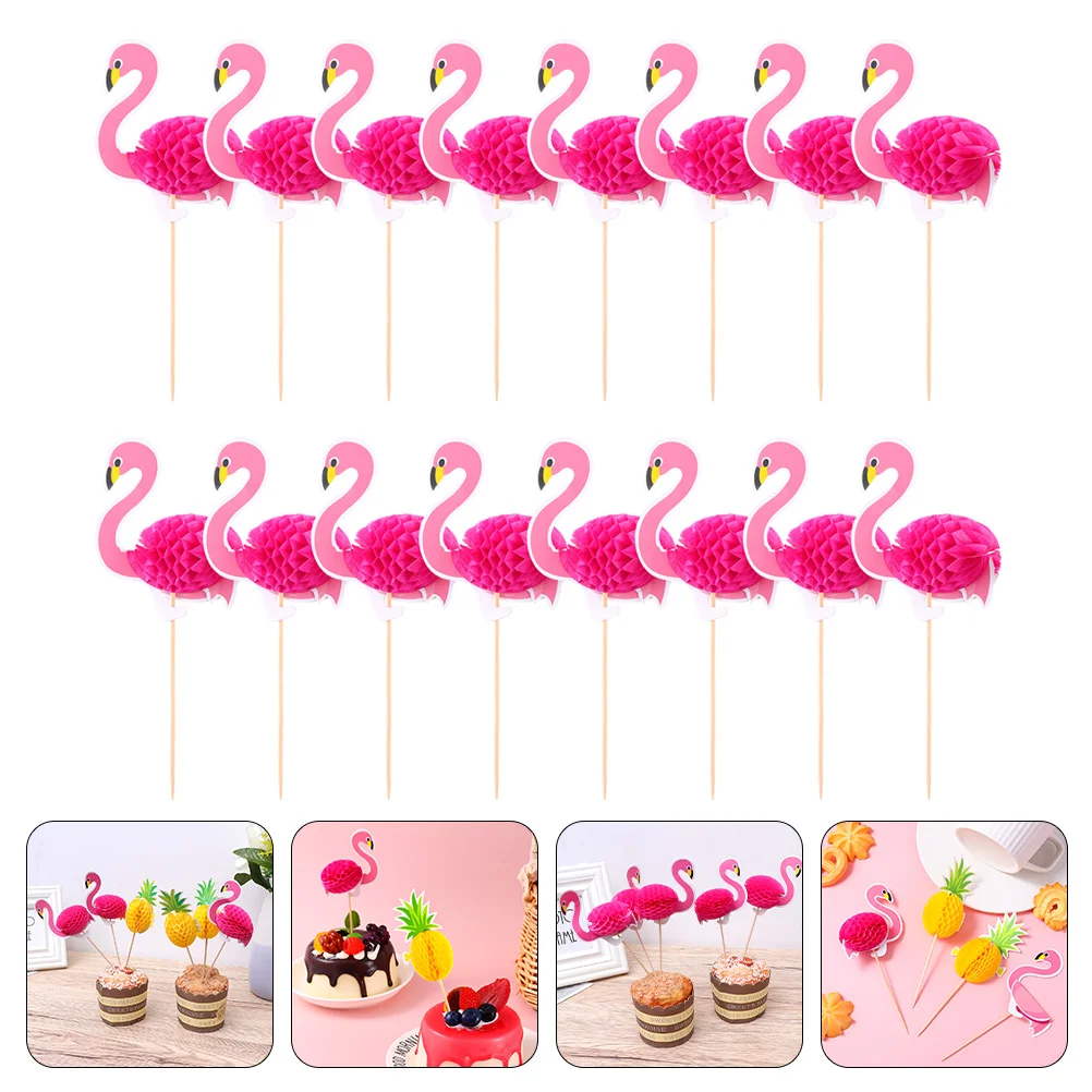 

Cake Picks Cupcake Flamingo Party Toppers Topper Pineapple Hawaiian Luau Cocktail Tropical Decoration Toothpicks Decorations