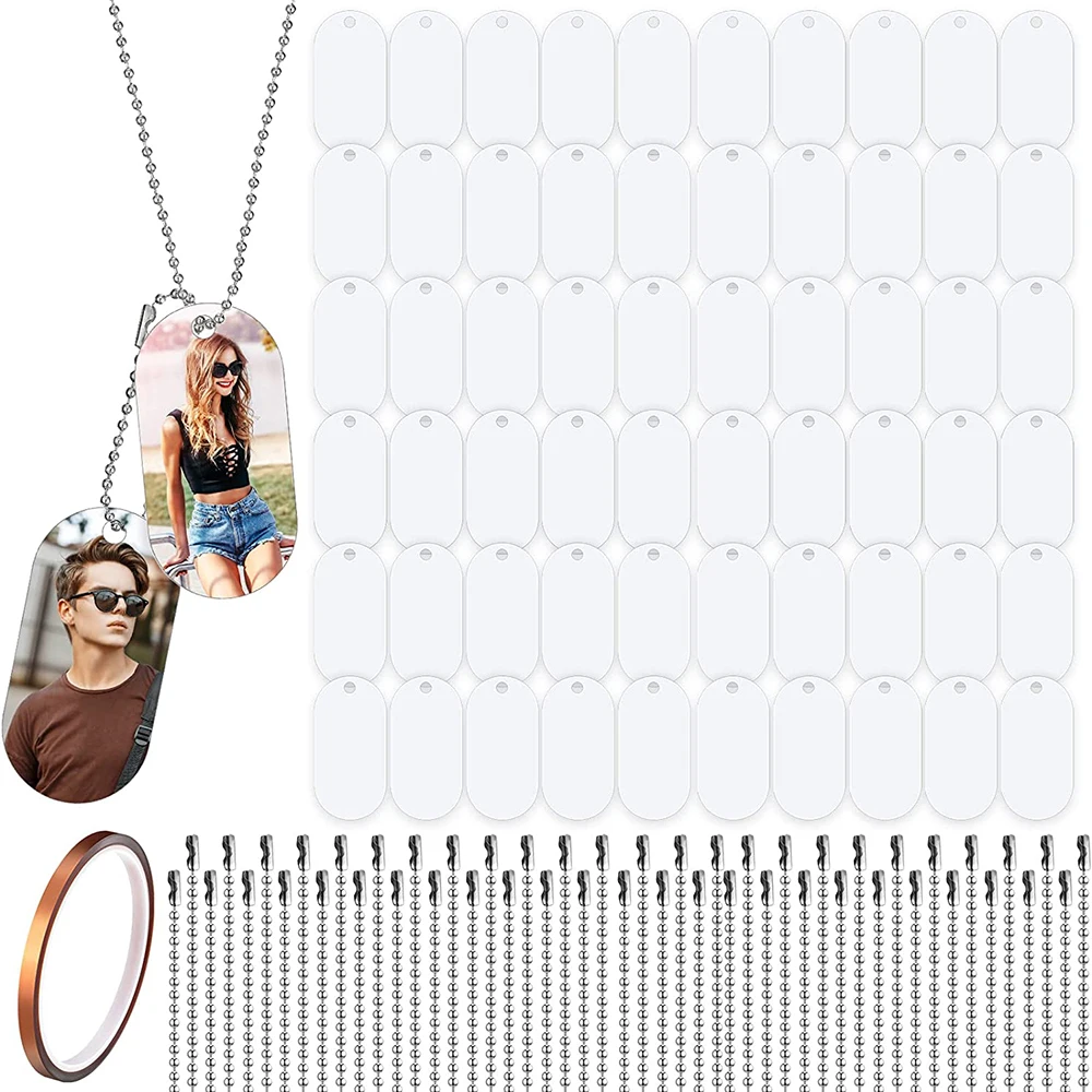 

31PCS Sublimation Blank Dog Tags Aluminum Pendants Double Sided Blank Stamping Tags Message Pendant Necklaces DIY Craft