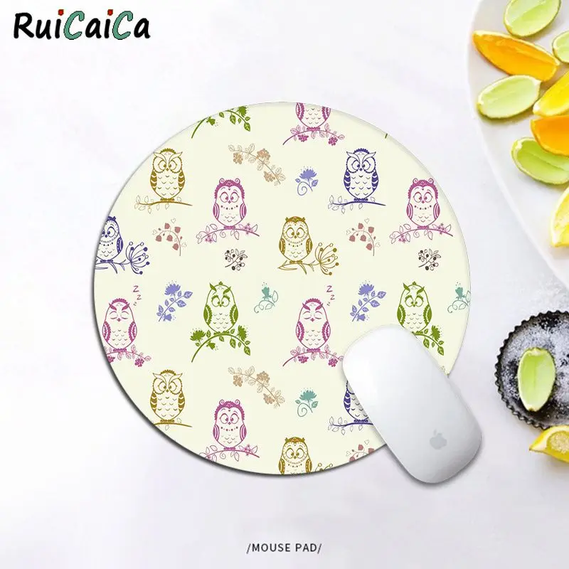 Высококачественный круглый коврик для мыши RuiCaiCa с милым рисунком совы новая