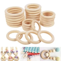 20 80mm natural wooden teething rings baby teether circle children toys diy necklace bracelet jewelry making crafts accessories