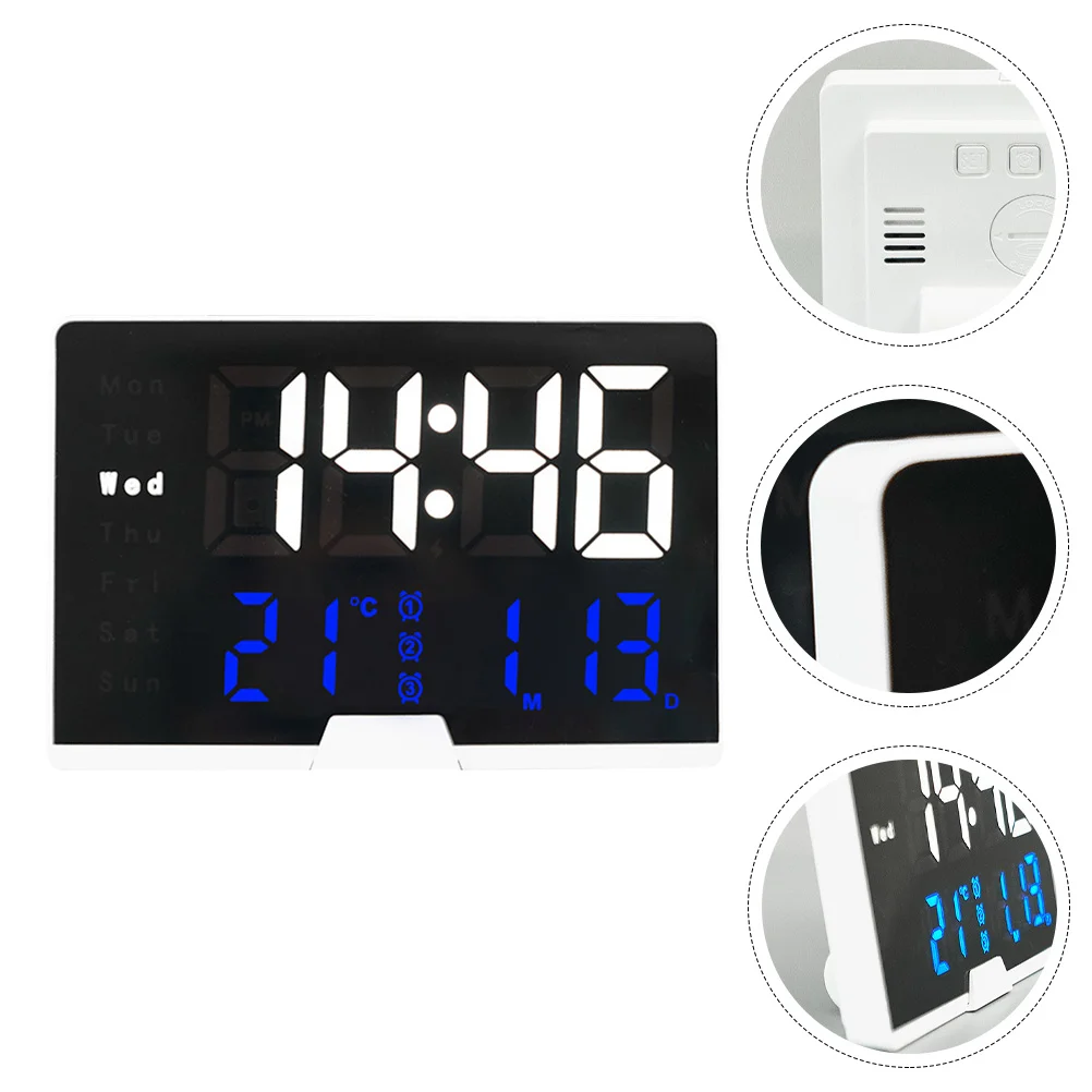 

Clock Digital Alarm Bedroom Led Electric Bedside Wall Desktop Bedroo Desktemperaturebeddisplay Calendar Stand Timeclocks Light