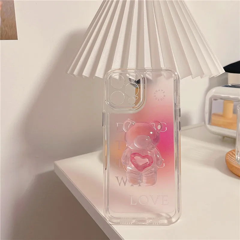 Чехол-подставка с градиентным медведем для iphone 11 Противоударные Защитные чехлы 13