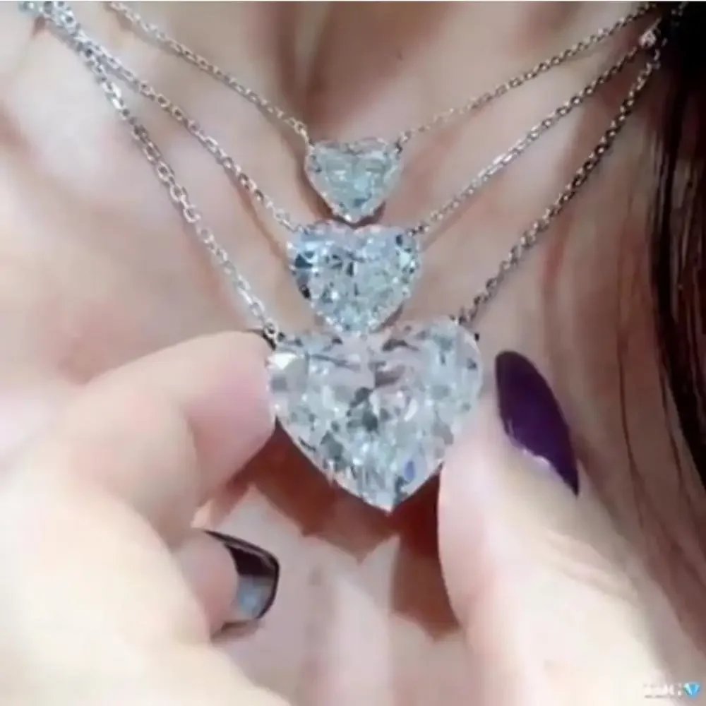 Кулон для влюбленных choucong 15 мм в форме сердца фианит AAAAA Настоящее серебро 925