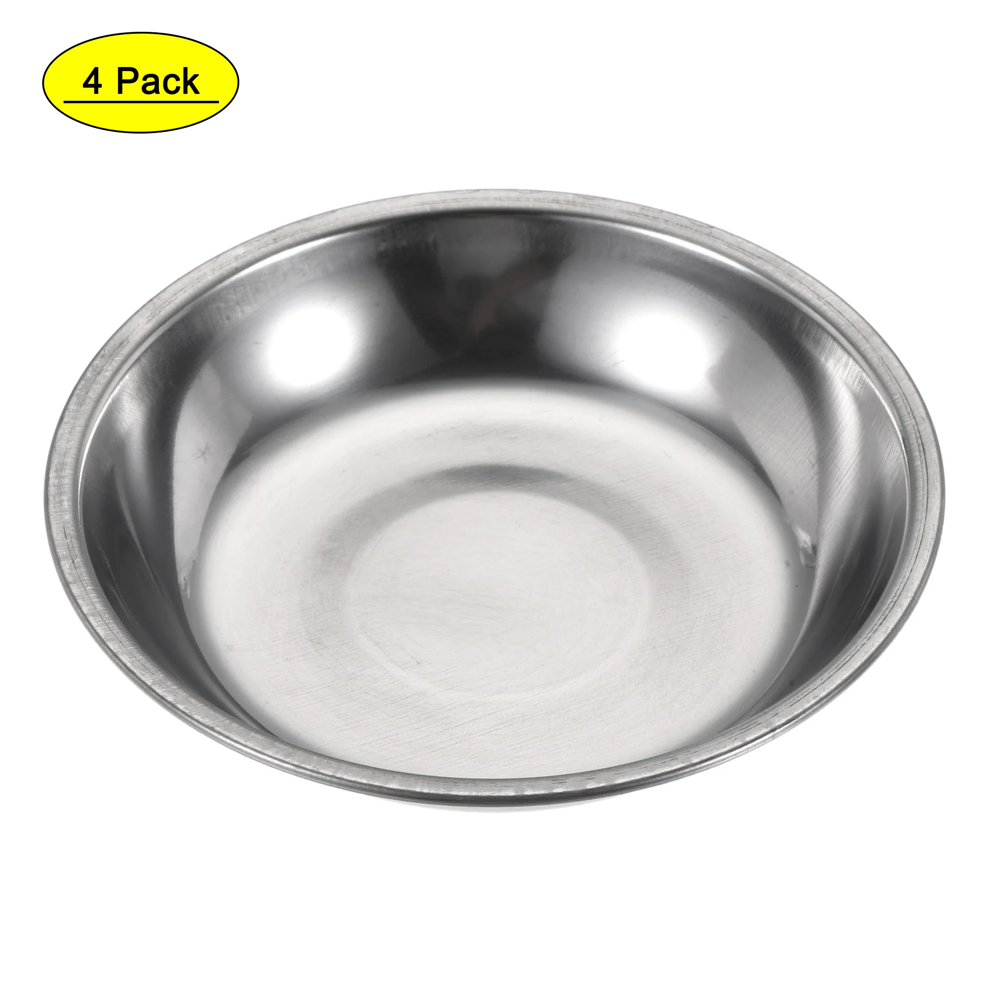 

Metal Tableware Soy Wasabi Edible Oil Dish Bowl Silver Tone 4 Pcs