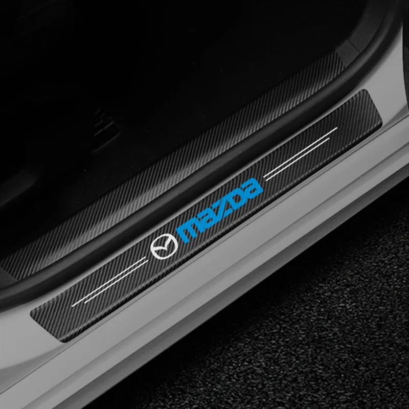 

Car-Styling 4PCS Carbon Fiber Door Sill Carbon Fiber Sticker Decals For Mazda 3 5 6 CX-3 CX-4 CX-5 9 CX-7 Axela 6 323 626 7 5