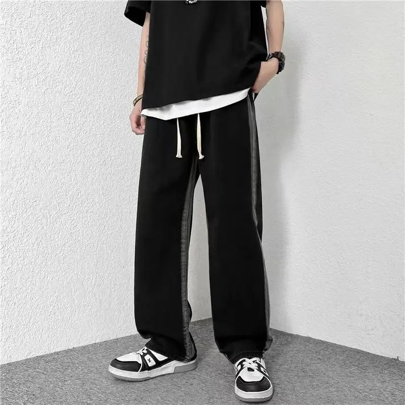 High Street New Men's Pants Spring and Autumn Male Straight Denim Pants Baggy Jeans Wide Leg Trousers Korean Street Fashion