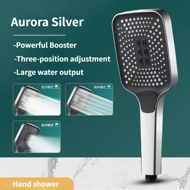 

3 режима, квадратная насадка для душа, большая панельная насадка для душа, усилитель, смеситель, насадка, регулируемая вода, массажная насадка для душа в ванной комнате