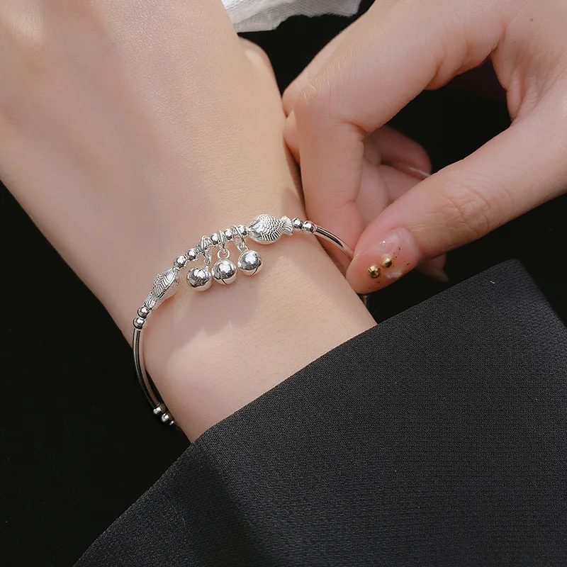 

Серебро 925 пробы, милая маленькая рыбка, женский браслет в стиле ретро, шумный, в Корейском стиле