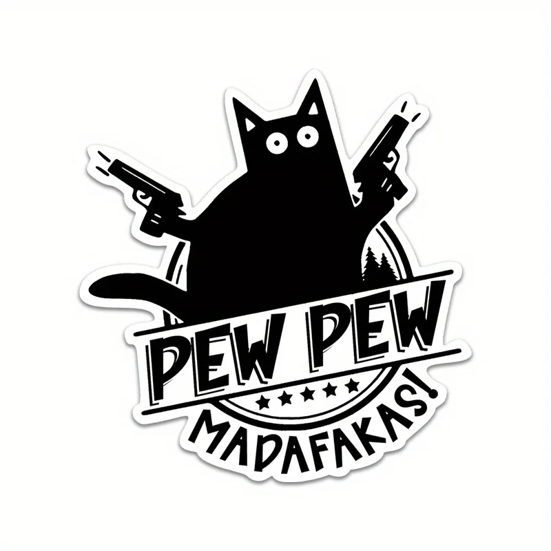 

Виниловая Наклейка Pew Pew Madafakas Саркастический Кот С Пистолетами Идеально Подходит Для Ноутбуков Бутылки С Водой Телефон...