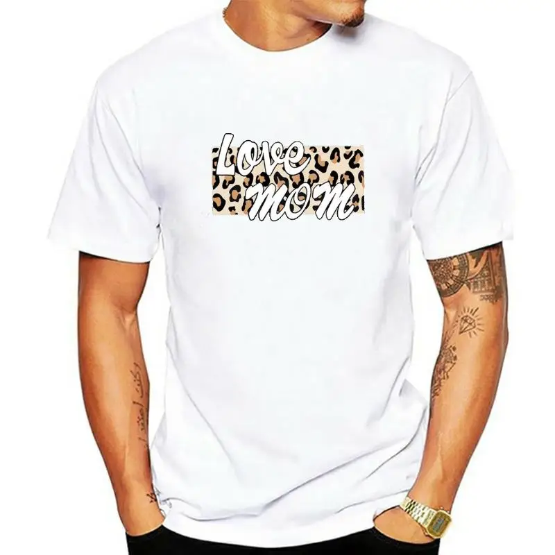 

JCGO Summer Women T Shirt Plus Size S-5XL Cotton Leopard Love Mom Letters Print O-Neck Short Sleeve Casual tShirt Tee Tops