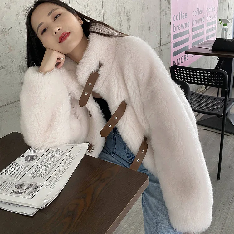 Sheep shearing fur one-piece coat women's winter medium long fur