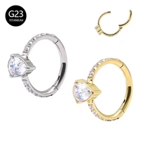 g23 titanium nose septum piercing ring hoops cartilage helix daith conch earrings with cz zircon clicker hoop body jewelry 16g