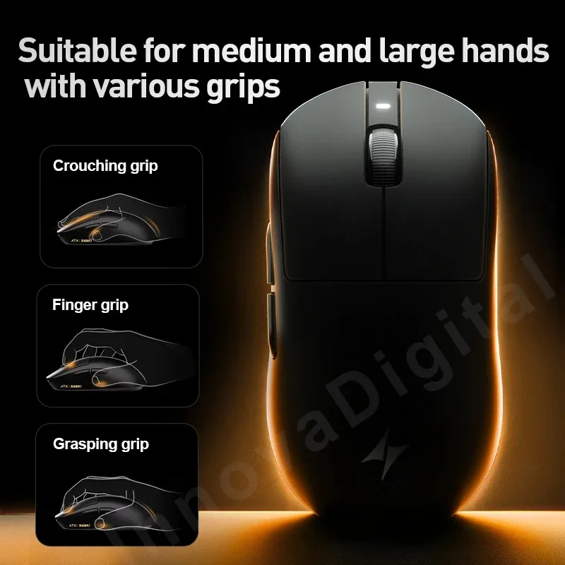 Фото Беспроводная игровая мышь ATK Dragonfly A9 Ultra с сенсором PAW3950, 8 кГц, три режима подключения, эргономичная, для киберспорта, FPS, A9 SE Plus №5