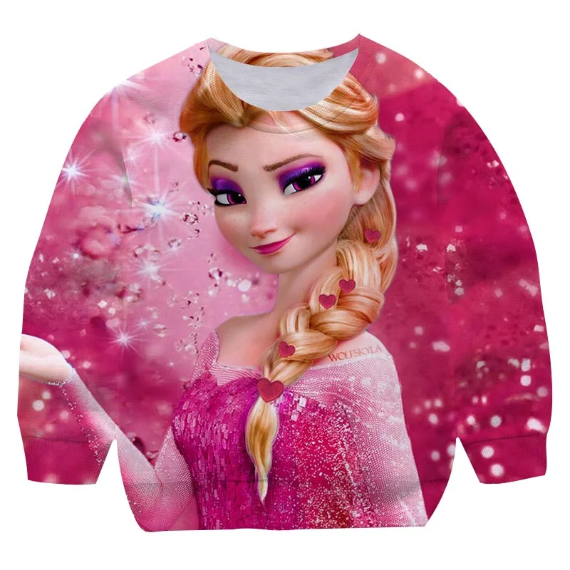 

Весенне-осенний свитшот с принтом "Холодное сердце", свитшоты с длинными рукавами для девочек, одежда для принцессы Эльзы, повседневные топы...