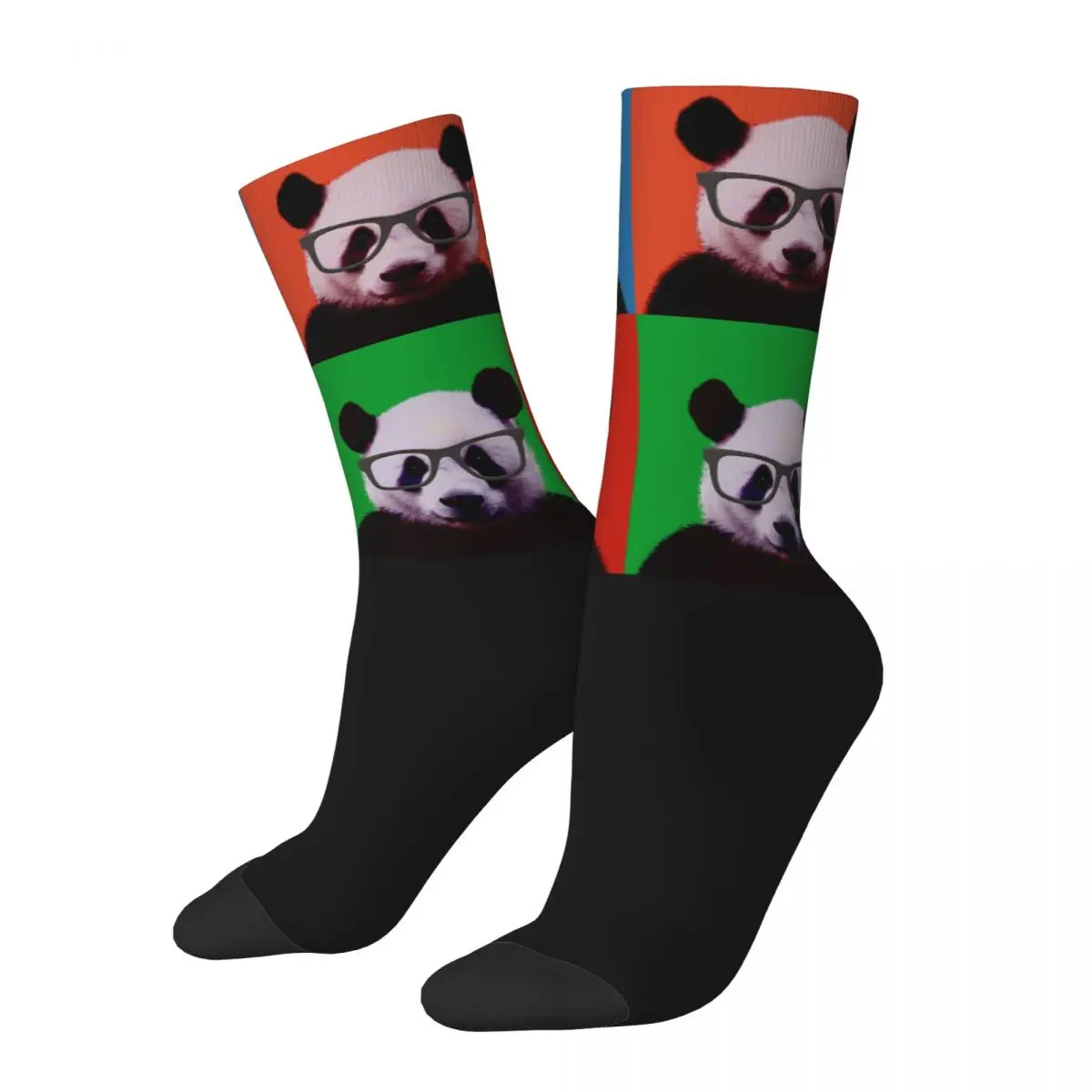 

Funny Compression Sock for Men Home Decor Hip Hop Harajuku Cool Panda Lovely Animals Seamless Pattern Printed Boys Crew Sock