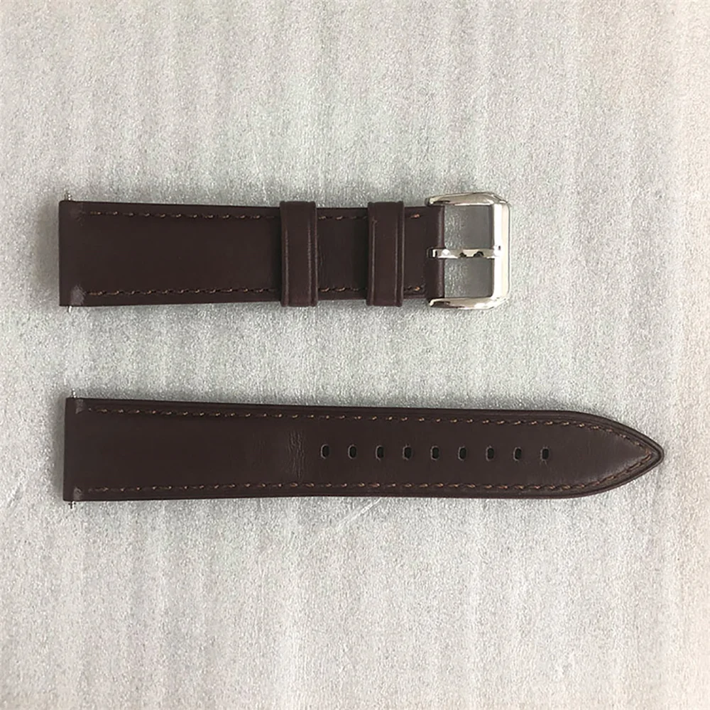 20mm Watchbands Black/Brown Leather Strap 20mm*18mm Stainless Steel Buckle Watch Strap Replacement Part