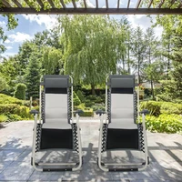 2 Pieces Padded Adjustable Folding Zero Gravity Reclining Lounge Chair Outdoor Garden Beach Lounger