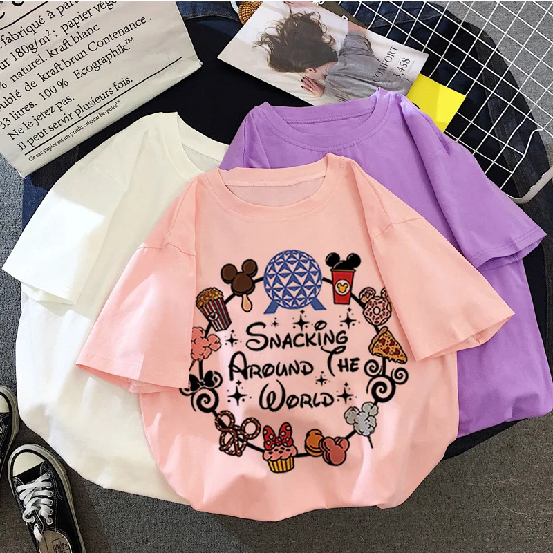 

Disney Mickey Mouse Women Kawaii Funny Graphic Print T Shirts Cartoon Summer Anime Harajuku Korean Fashion Casual Tops Clothes