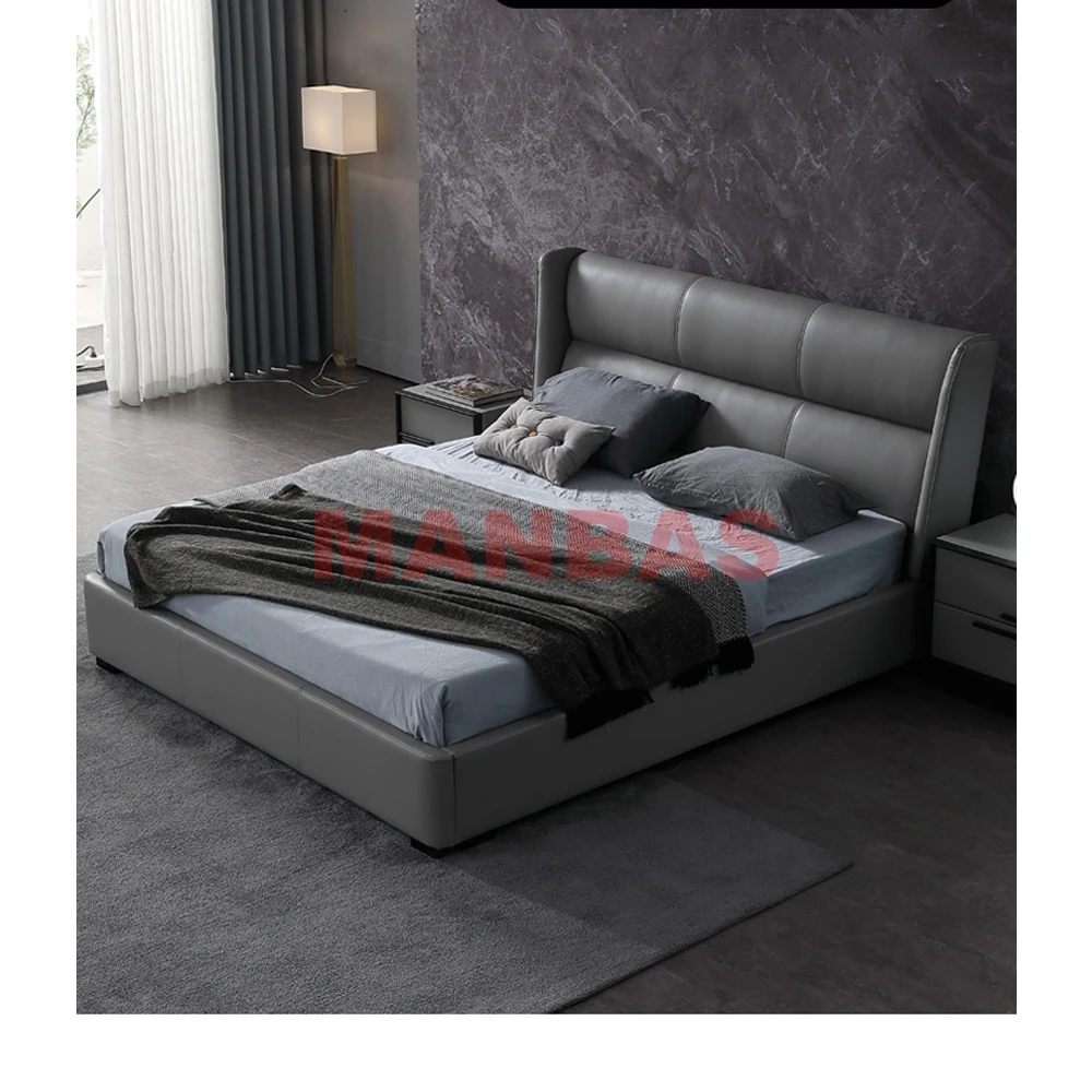 

Real Genuine cow leather bed Soft Beds Bedroom camas lit muebles de dormitorio yatak mobilya quarto unique designer furniture