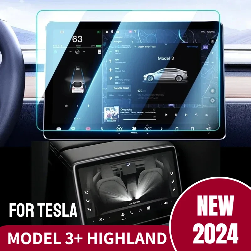 

For New Tesla Model 3+ Highland 2024 Tempered Glass Film Protector Rear Row Center Control Touch Screen Protective Film