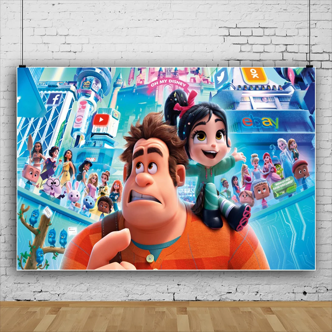 

Disney Wreck It Ralph Theme Backdrop for Kids Birthday Party Decorations Vanellope Baby Shower Background for Party Supplies