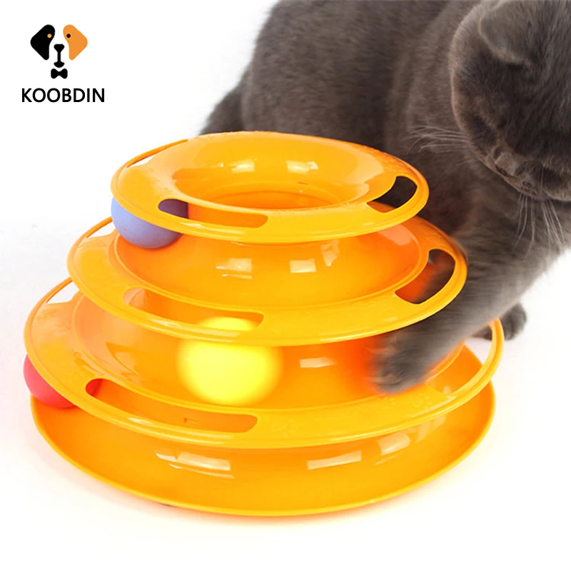 

3/4 Levels Cat Toy Tower Tracks Interactive Cat Toys for Kitten Puzzle Training Ball Cat Turntable Amusement Plate Pet Supplies