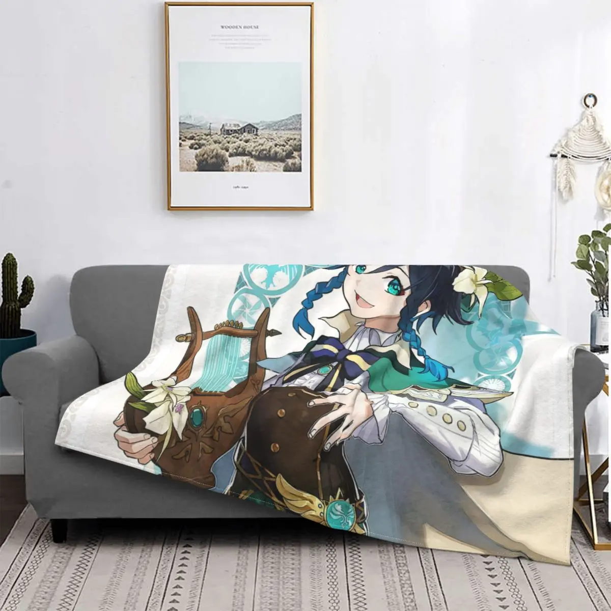 

Venti Genshin Impact Blanket Game Anime Plush Warm UltraSoft Flannel Fleece Throw Blanket For Bedding BedSheet Quilt Couch Art