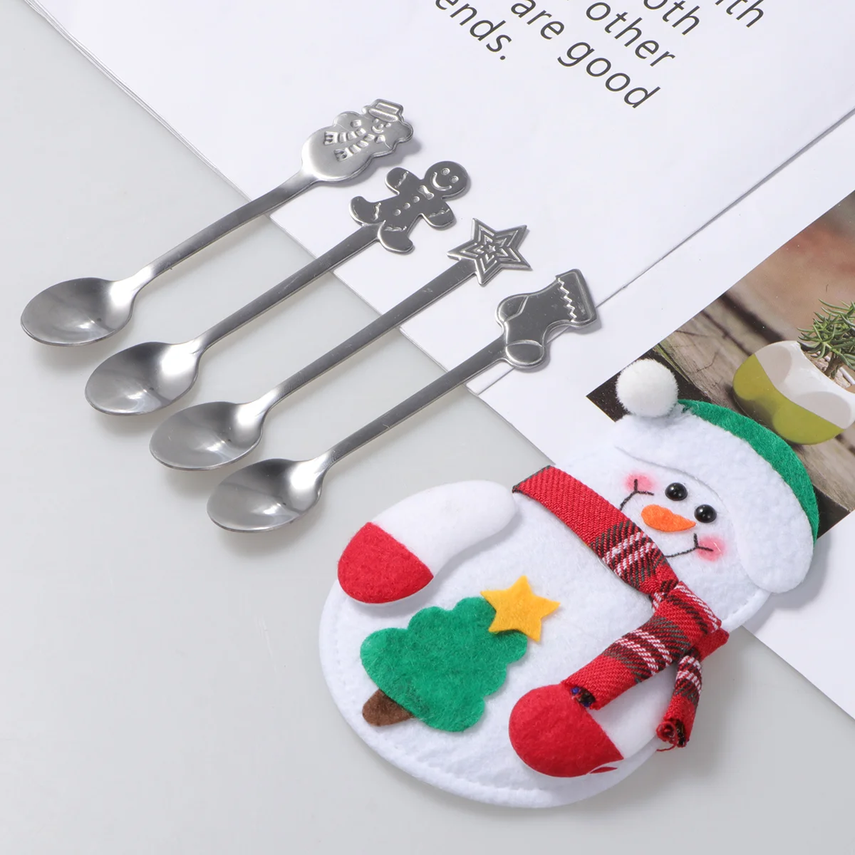 

Christmas Spoon Table Decor Spoons Party Favors Dessertset Fork Pocket Centerpieces Dinner Holidaysupplies Coffee Knifegifts