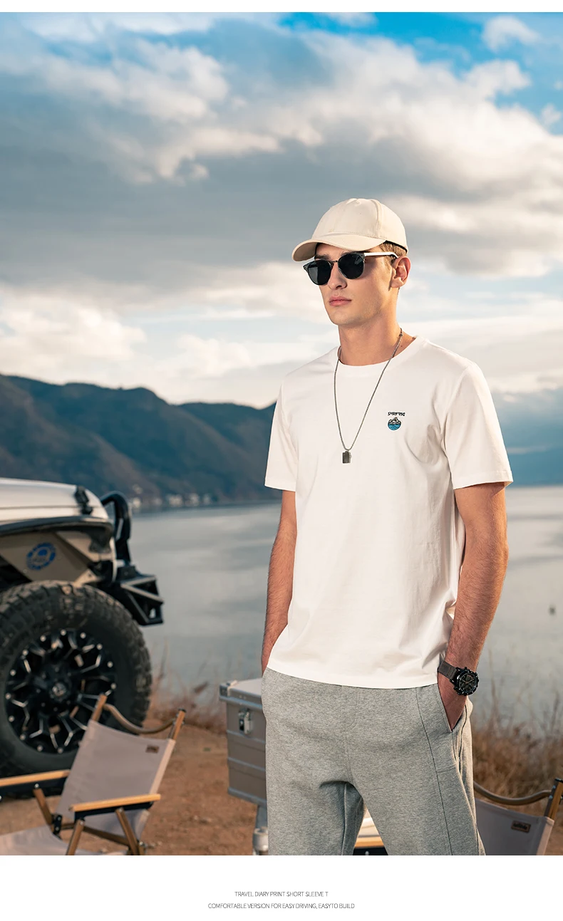 

7070 Men's 2022 Summer Slim Embroidered Anti-Wrinkle Cool modal Cotton Short Sleeve T-Shirt