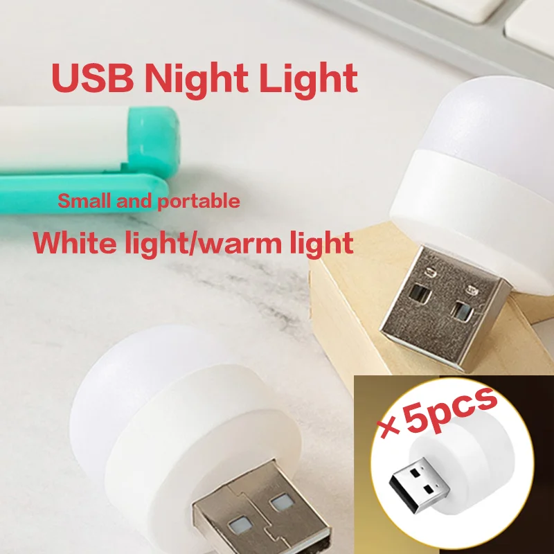 

USB Night Light Mini LED Night Light USB Plug Lamp Power Bank Charging USB Book Lights Small Round Reading Eye Protection Lamps