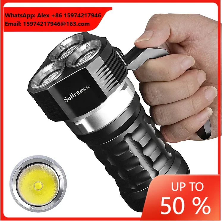 Фото Ультраяркий 10000LM SD01 Pro 3* XHP50.2 Подводный светодиодный фонарь для дайвинга с магнитным переключателем управления №1