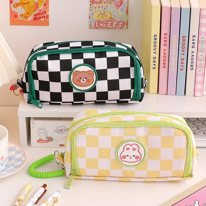 Bag Large Capacity Black White Color Kawaii Pencil Case Cute