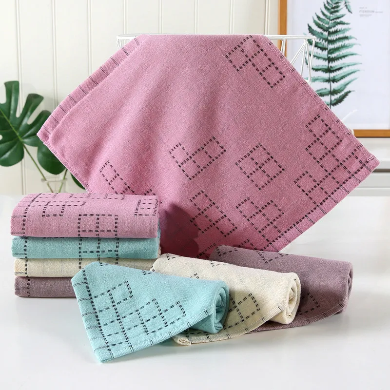 

1Pc 35x35cm Tetris Square Solid Color Cotton Gauze Home Bathroom Soft Absorbent Bathroom Adult Face Towel