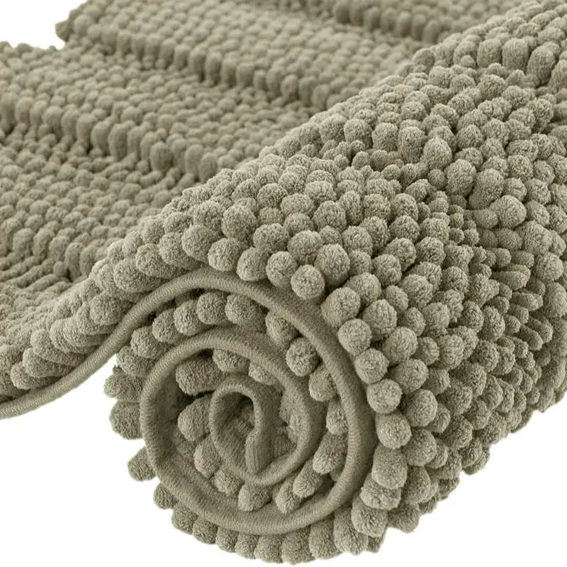 

Bathroom Rugs Chenille Soft Striped Plush Bath Mat (Taupe Brown, 20" x 32")