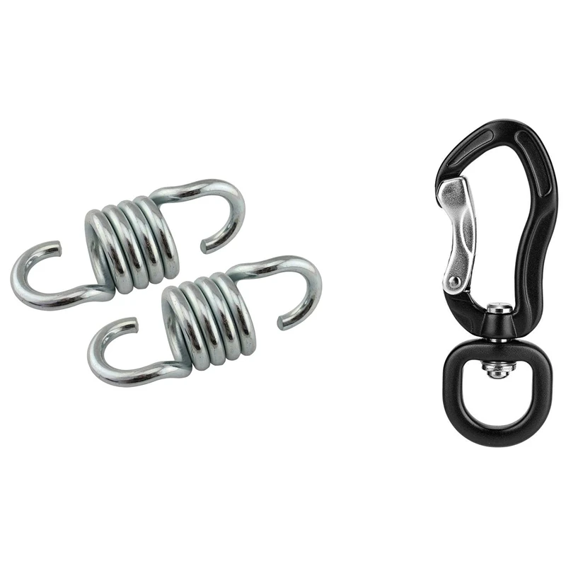 

360° Swivel Rotating Carabiner Clip,Carabiner D Buckle With 2Pcs 700Lbs Weight Capacity Hammock Chair Spring