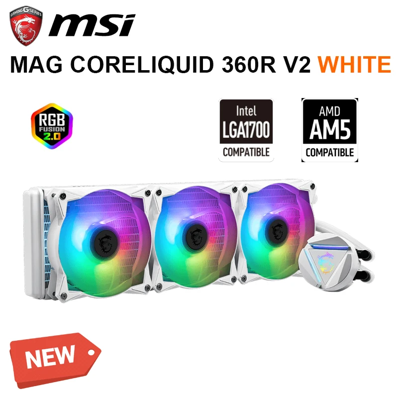 

MSI MAG CORELIQUID 360R V2 White Limited Edition Liquid Cooler Support AMD AM5 AM4 & Intel LGA 1700 CPU ARGB Water Cooling NEW