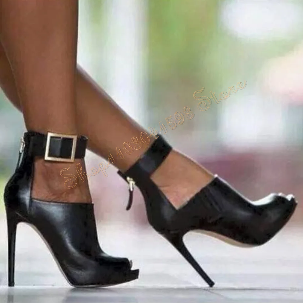 Туфли-лодочки женские с открытым носком на высоком каблуке