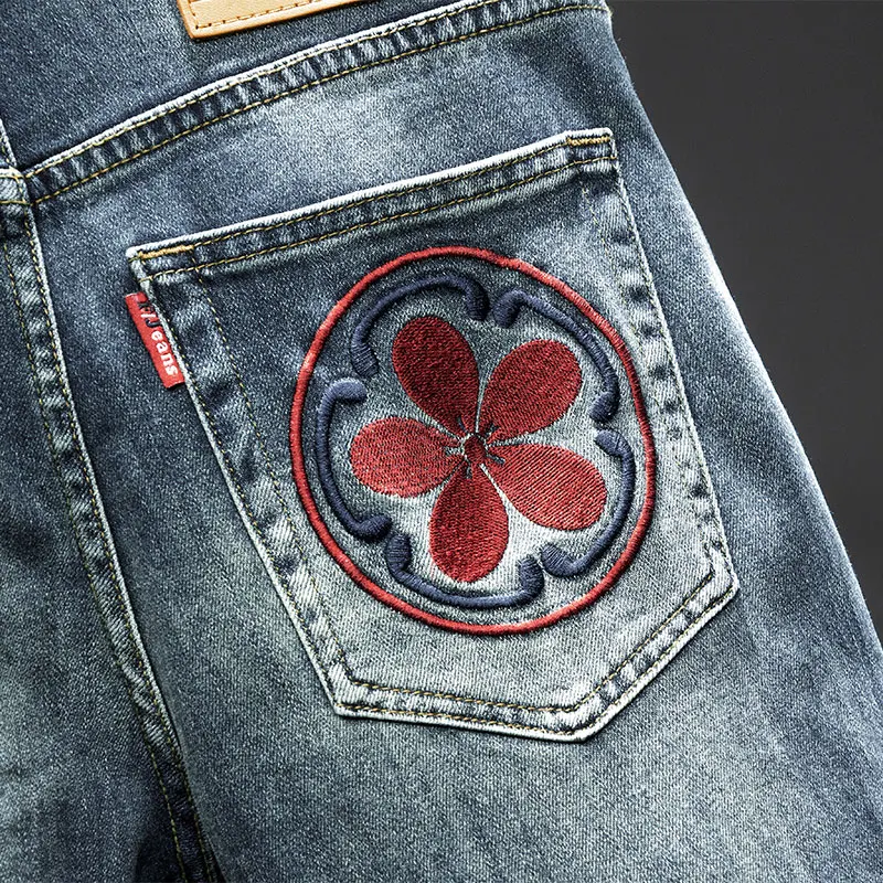 Джинсовые шорты с вышивкой в китайском стиле мужские летние модные эксклюзивные