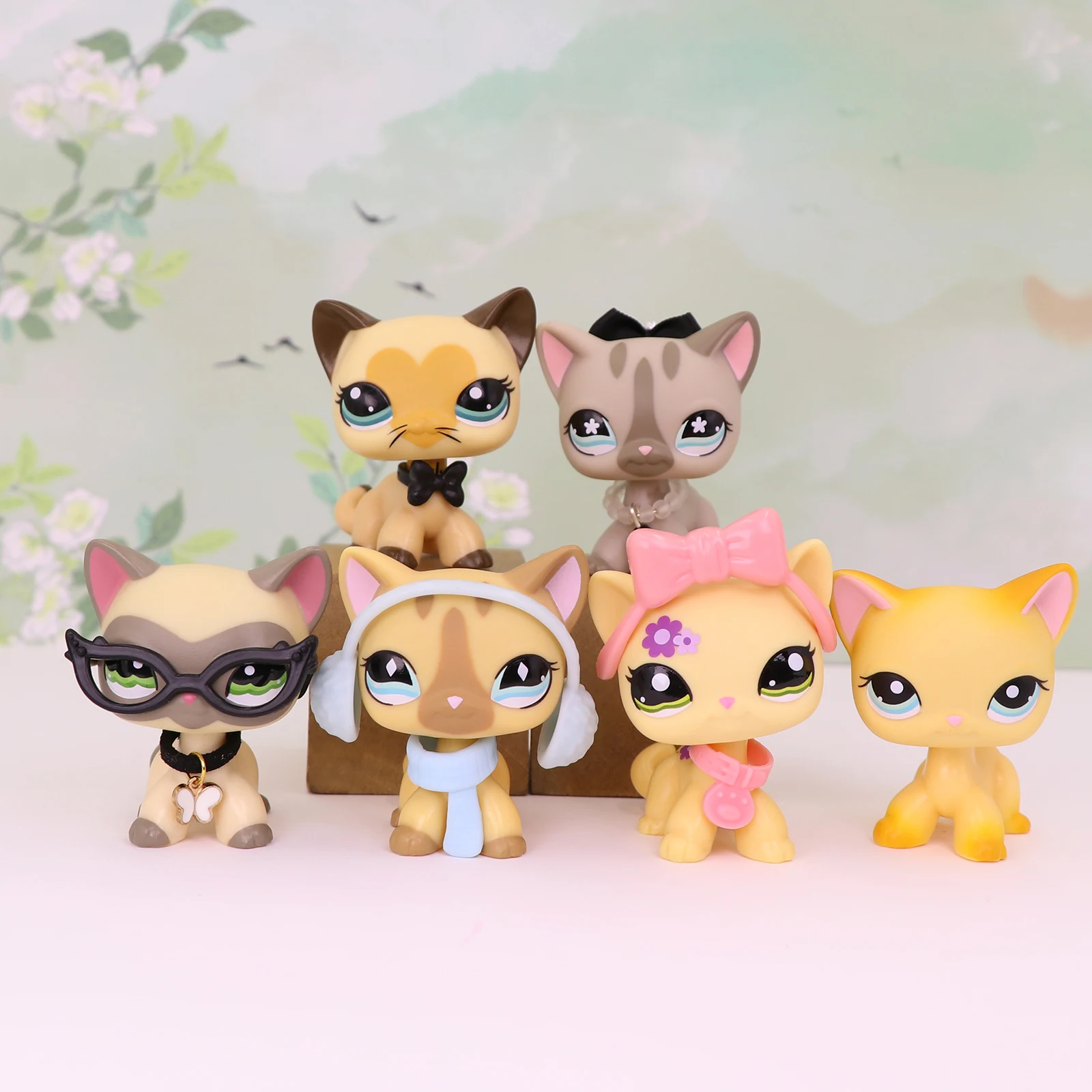 Фото 6 шт. игрушек-бобблхедов Minilpsshop Pet Shop в виде кошек с короткой шерстью # 1116 # 886 # 3573 # 1962 # 468 # 339 Прозрачный соединитель для LPS №1