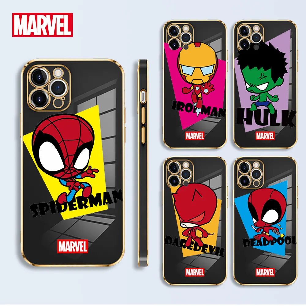 

Soft Phone Official Print Marvel Spiderman Ironman Thor Case for iPhone 11 12 13 Pro Max XS XR 8 Plus SE 7 2022 6 8p 13pro