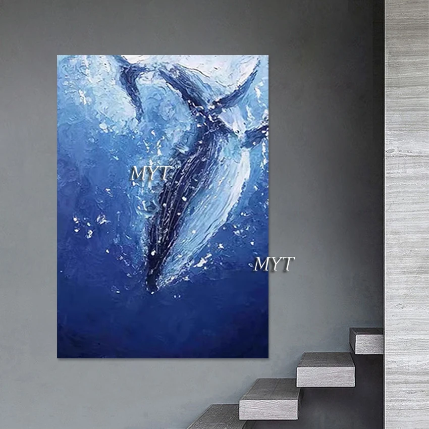 3D животное современное искусство холст картина без рамки киты в глубоком море