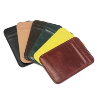 womens mens ultra thin leather id card holder bag mini slim wallets travel business credential holder case clip cardholder