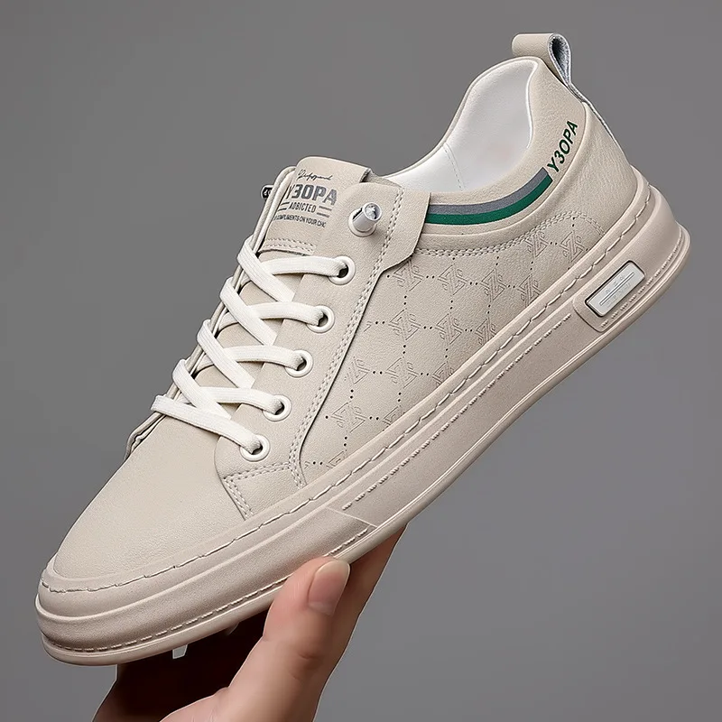 

Кроссовки мужские из натуральной воловьей кожи, модная повседневная обувь на плоской подошве, для скейтбординга, молодежные, весна