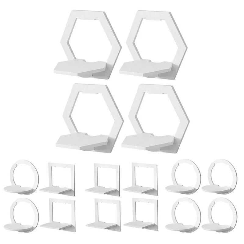 

4Pcs Wall Shelf Free Punching Wall-Mounted Tv Background Wall Hanger Bedroom Bedside Wall Creative Flower Pot Stand