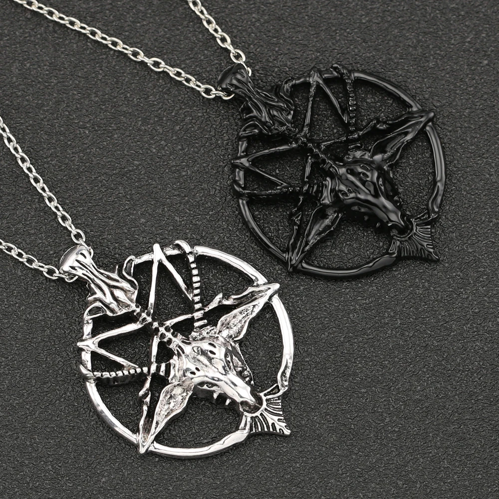 Ожерелье в виде сковороды богов козы головы рога черепа демона пентаграмма кулон
