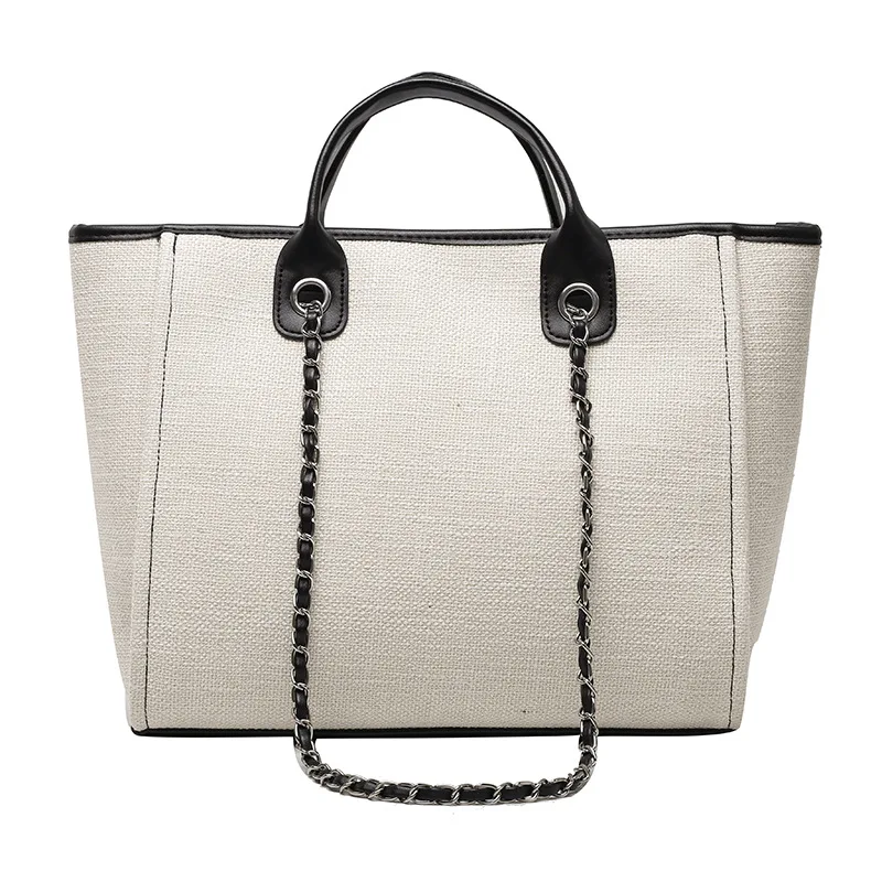 

Сумка-тоут женская холщовая на одно плечо с цепочкой, 2023