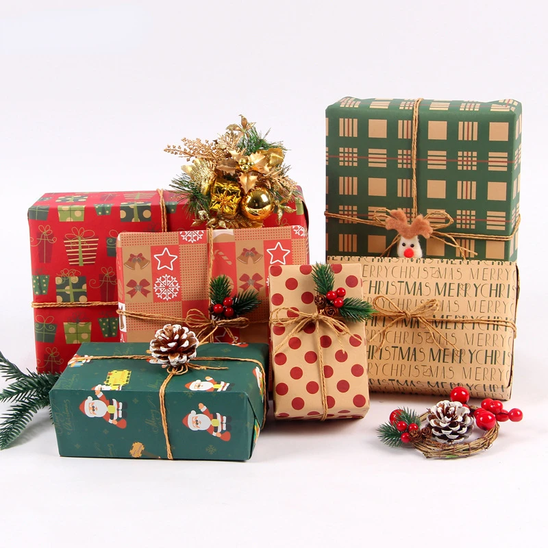 Green Red Gift Wrapping Paper Gift Wrapping Papers Christmas Series Holiday Gift Wrapping Paper