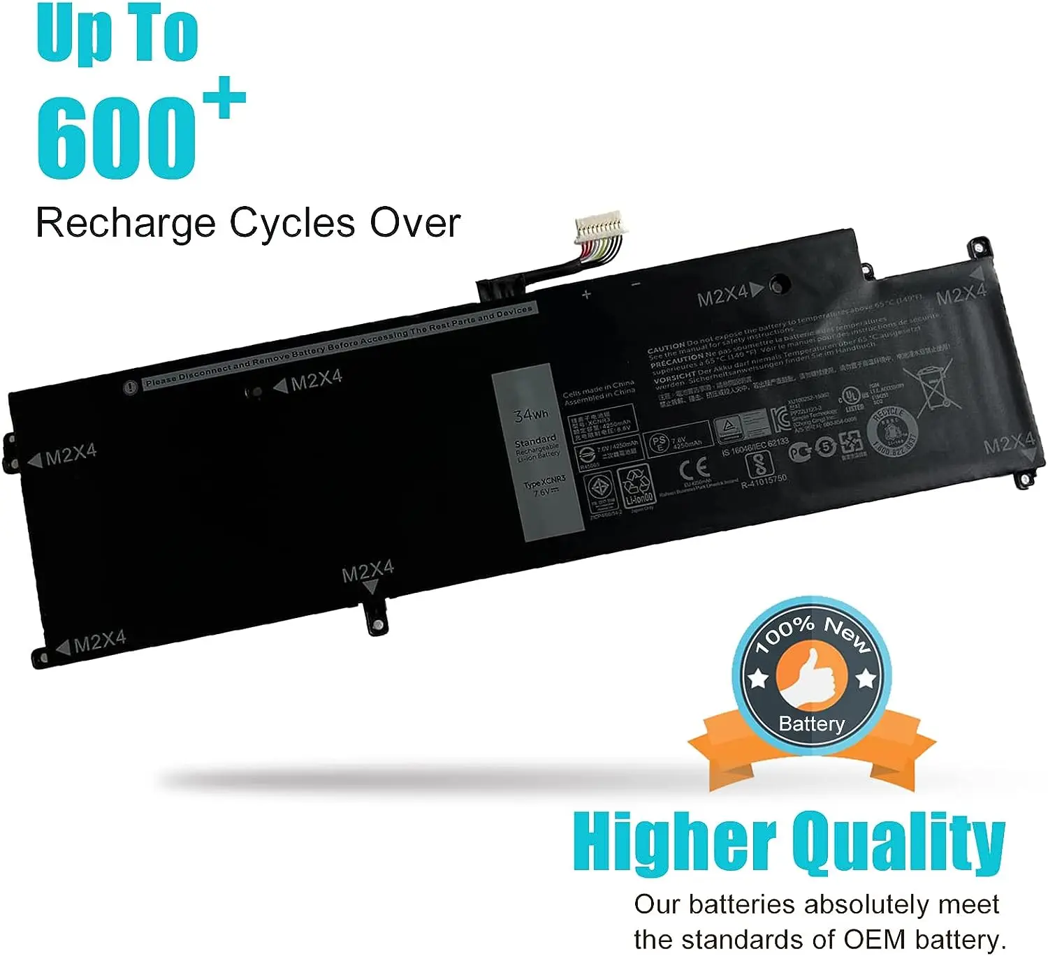 Фото Аккумулятор XCNR3 для замены в ультрабуке Dell Latitude 13 7370 серии 0XCNR3 WY7CG WV7CG 0WV7CG 7.6В 34Втч/4250мАч 4-элементный. №4