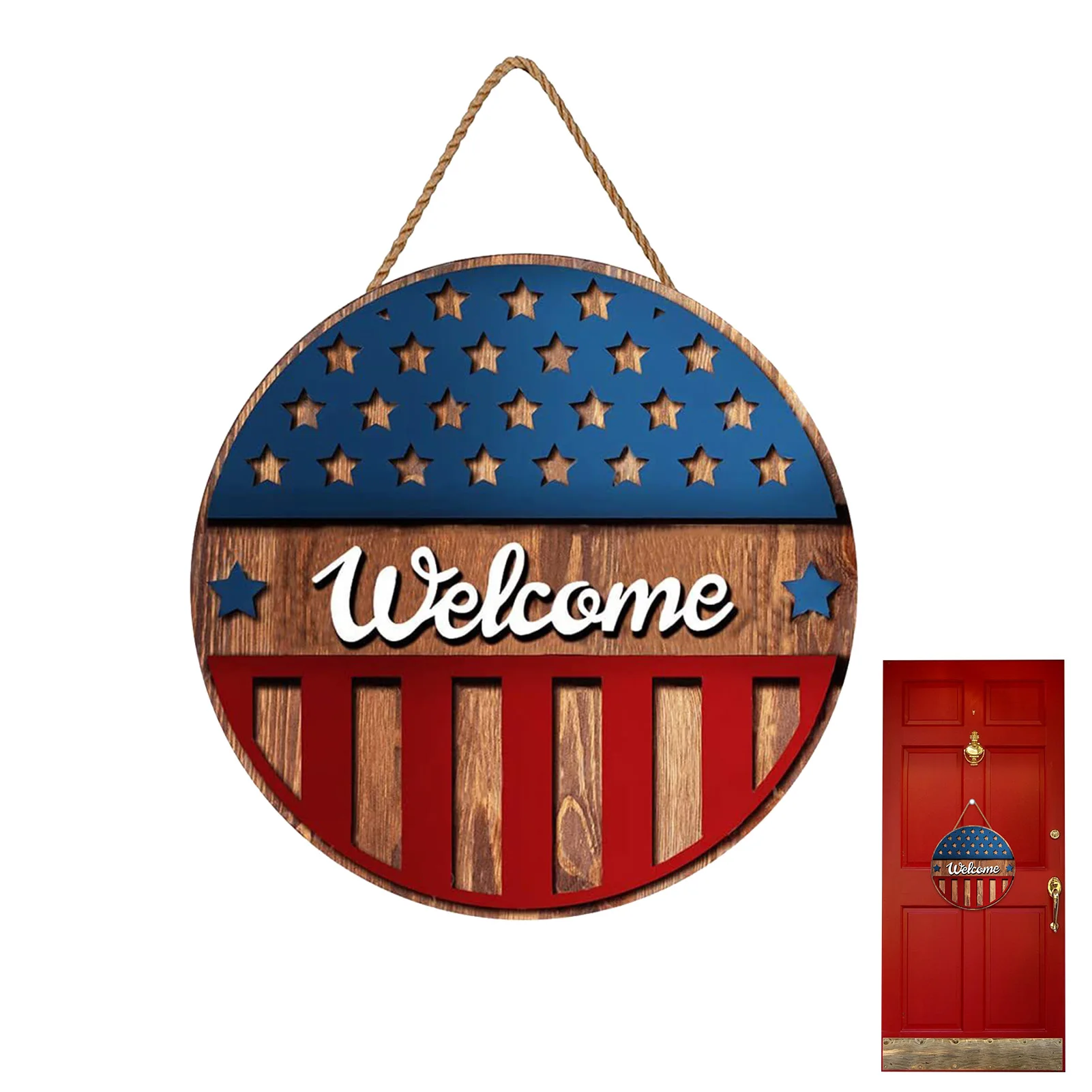 

Independence Day Sign For Front Door 4th Of July Independence Day Wooden Welcome Signs Independence Day & Veteran Memorial Day