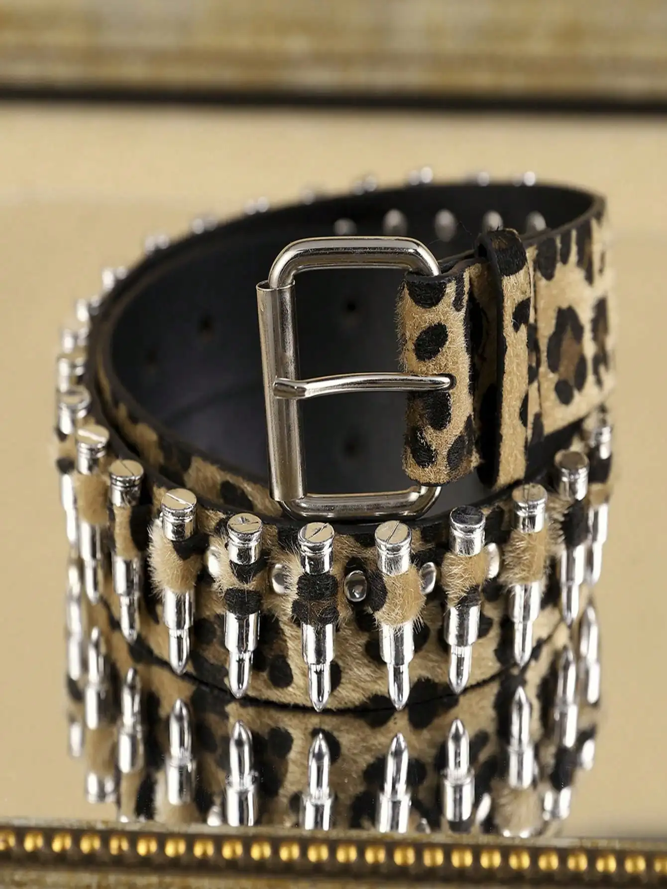 Металлический пляжный ремень с леопардовым принтом
